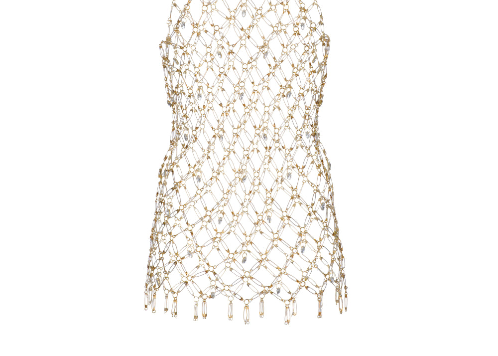 Pins linked mini dress with stones