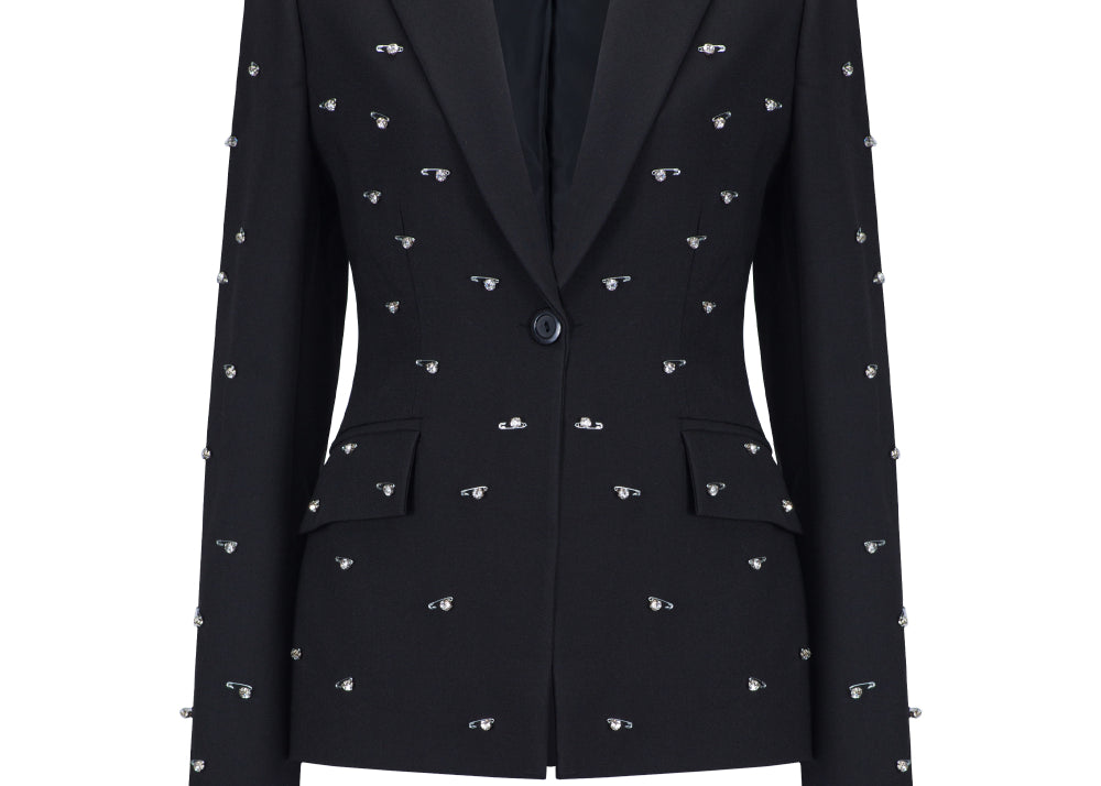 Pins embellished fitted blazer